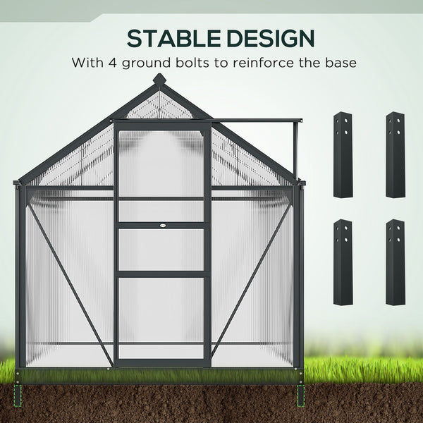 Garden greenhouse with sliding door, grey
