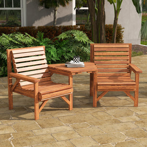 Ensemble de 3 bancs d'extérieur pour jardin et balcon, brun clair