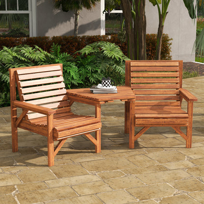 Ensemble de 3 bancs d'extérieur pour jardin et balcon, brun clair