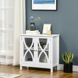 Buffet de cuisine avec porte vitrée, salon, blanc