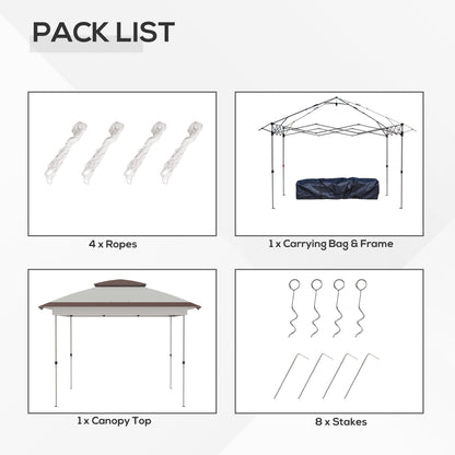 Gazebo 12' x 12' Pop Up pliante instantanée avec parois latérales en maille, hauteur réglable sur 3 niveaux et sac de rangement, beige