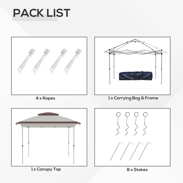 Gazebo 12' x 12' Pop Up pliante instantanée avec parois latérales en maille, hauteur réglable sur 3 niveaux et sac de rangement, beige