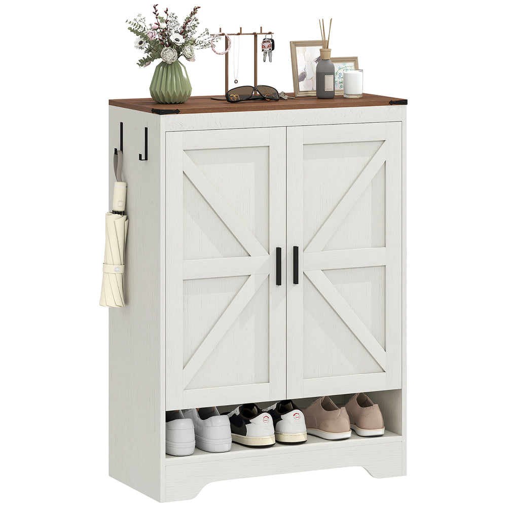 Meuble à chaussures à 5 niveaux pour 15 paires, style ferme, blanc
