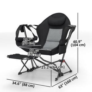 Lot de 2 chaises hamac de camping, dossier réglable, pliable, pivotante, avec porte-gobelet et siège rembourré