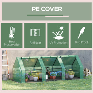 Portable Mini Tunnel Greenhouse for Growing Plants and Flowers with Zippered Roll-Up Doors and Polyethylene Cover, Green