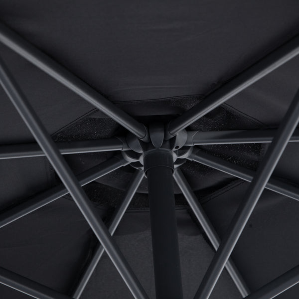 Parasol de terrasse Deluxe 3 m (10 pi) déporté avec manivelle et base en croix, noir