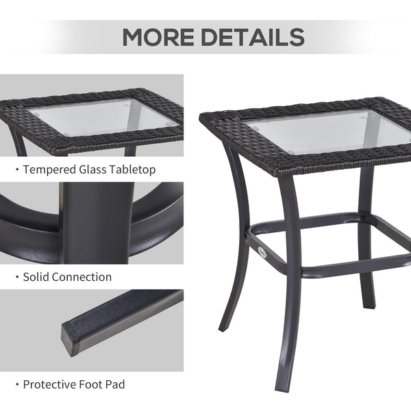 Ensemble de jardin 3 pièces en résine tressée, gris foncé.