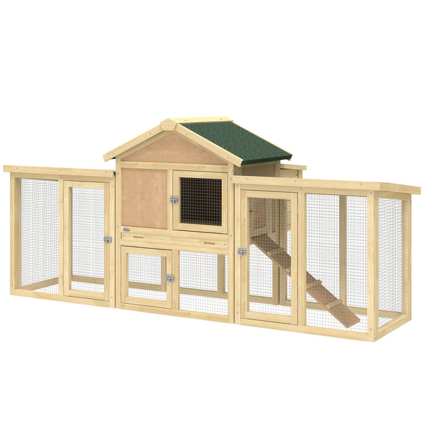 Wooden chicken coop with nesting box, run, ramp and tray
