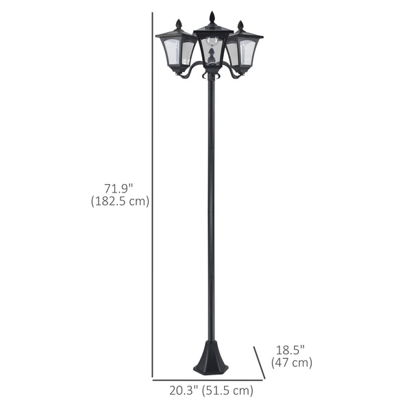 Lampadaire solaire d'extérieur à intensité variable, noir