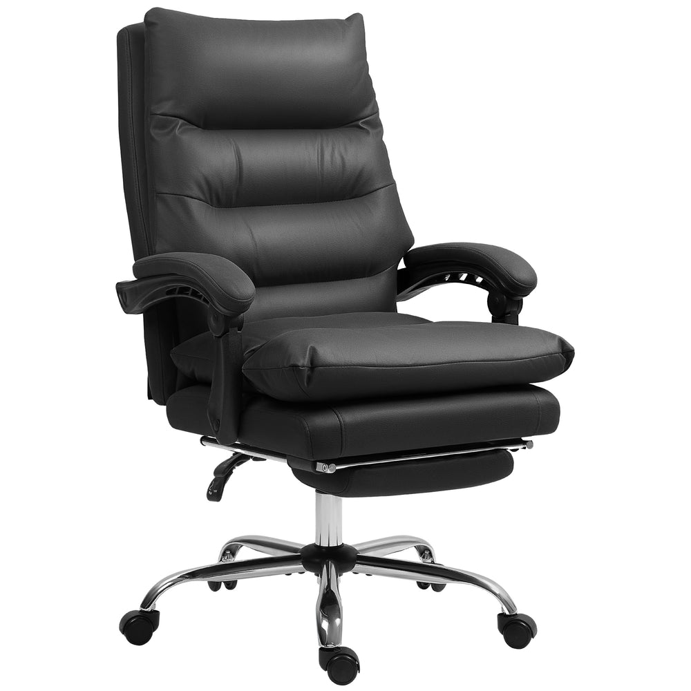 Fauteuil de bureau Executive avec massage et chauffage en 6 points, inclinable en microfibre avec repose-pieds, noir