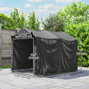 Abri de jardin portable résistante aux UV avec porte zippée enroulable, noir