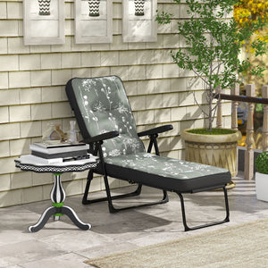 Fauteuil avec coussin rembourré pliant et inclinable, gris