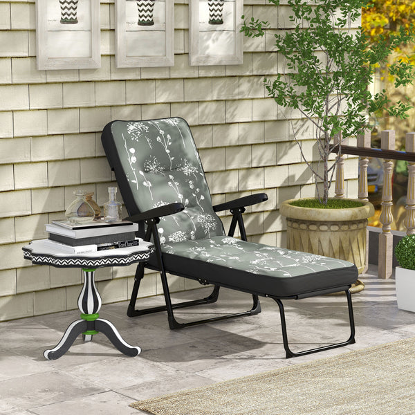 Fauteuil avec coussin rembourré pliant et inclinable, gris