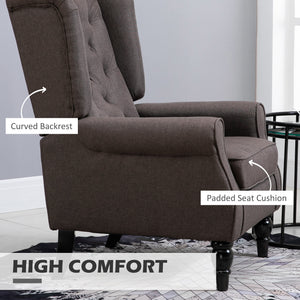Fauteuil d'appoint capitonné à boutons avec pieds en bois, marron