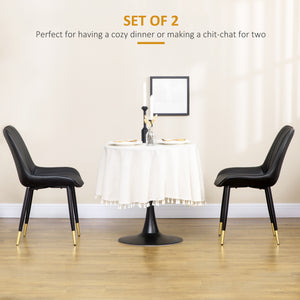Set of 2 dining chairs with faux leather upholstery, black