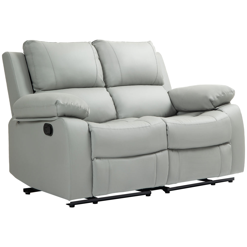 Canapé inclinable manuel en cuir synthétique avec repose-pieds, gris clair