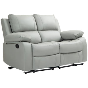 Canapé inclinable manuel en cuir synthétique avec repose-pieds, gris clair