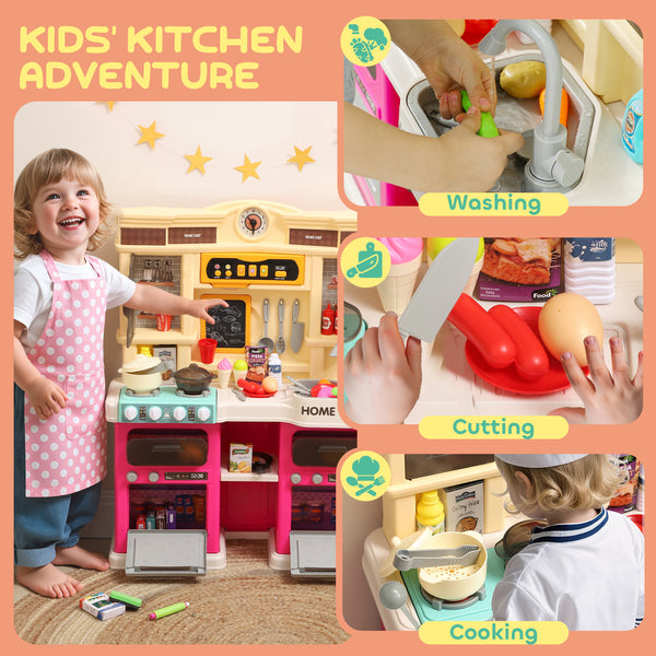 Cuisine pour enfant avec sons, lumières et accessoires, rose