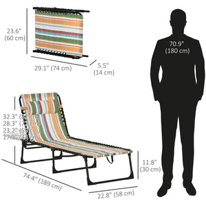 Chaise longue pliante avec appui-tête, multicolore