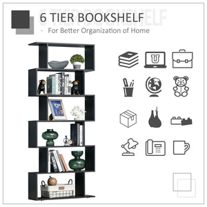 Bibliothèque en bois en forme de S avec 6 étagères