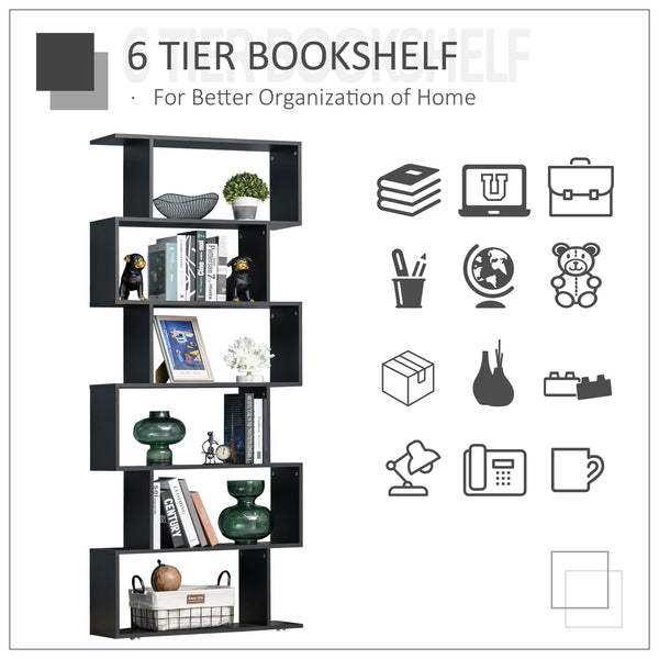 Bibliothèque en bois en forme de S avec 6 étagères