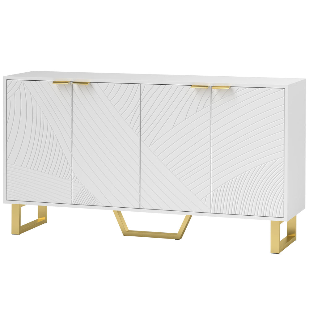 Buffet avec étagères réglables, blanc