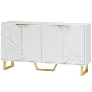 Buffet avec étagères réglables, blanc