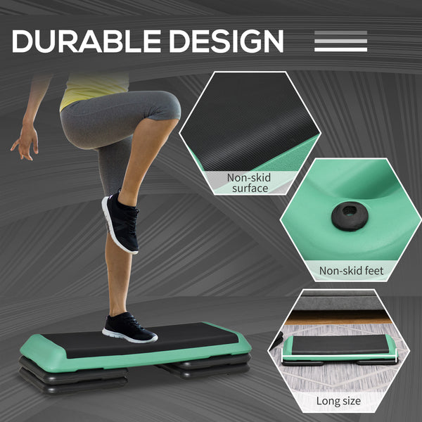 Stepper d'aérobic réglable de 43" à 3 niveaux noir et vert