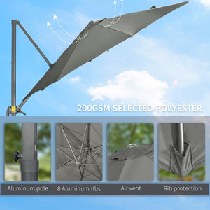 Parasol déporté de 9,6 pieds, gris