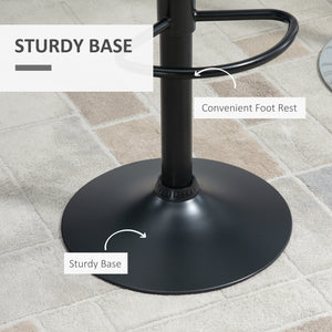 Set of 2 PU leather-covered bar stools with wide seats, black