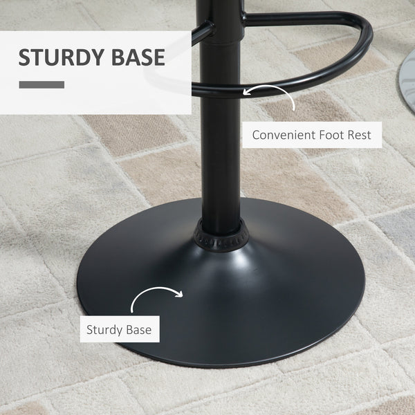 Set of 2 PU leather-covered bar stools with wide seats, black