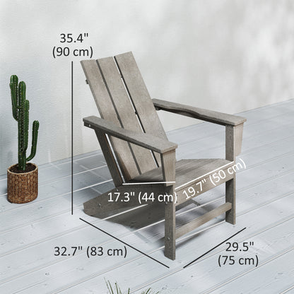 Chaise Adirondack en plastique avec dossier haut et larges accoudoirs, gris foncé