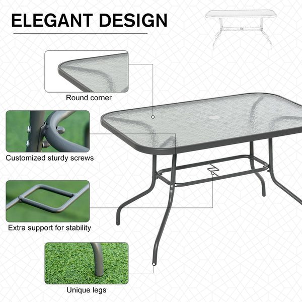 Table de jardin en métal avec trou pour parasol