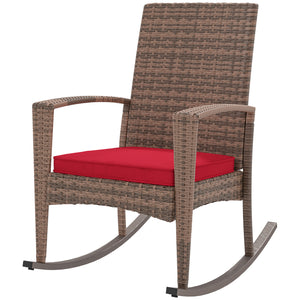 Fauteuil à bascule en rotin synthétique pour extérieur, bordeaux