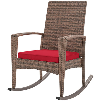 Fauteuil à bascule en rotin synthétique pour extérieur, bordeaux