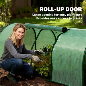 Portable mini greenhouse with zippered doors