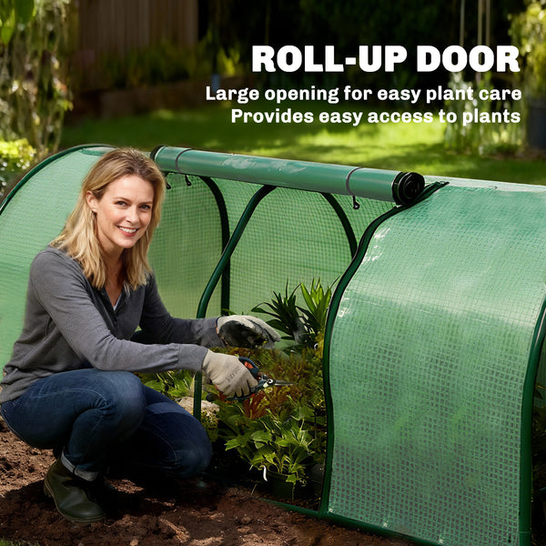 Portable mini greenhouse with zippered doors