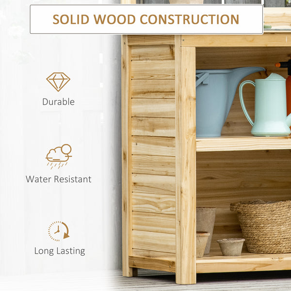 Table de rempotage en bois avec plateau en métal galvanisé