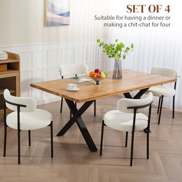 Lot de 4 chaises de cuisine modernes avec revêtement en velours côtelé beige