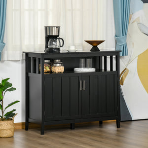 Buffet avec 2 portes et étagères réglables pour cuisine et salle à manger, noir