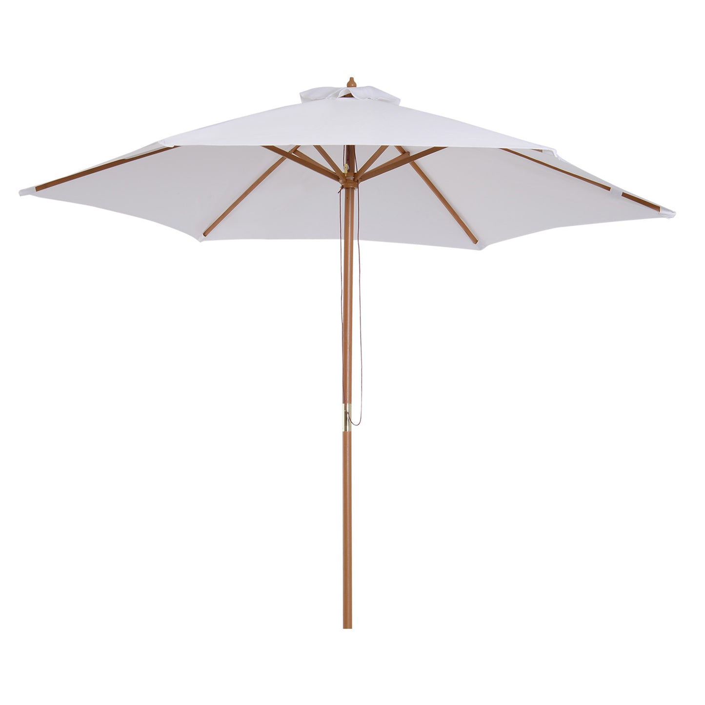 Outsunny 9' x 8' H Patio Umbrella, Hardwood Frame, Outdoor Beach Umbrella, White