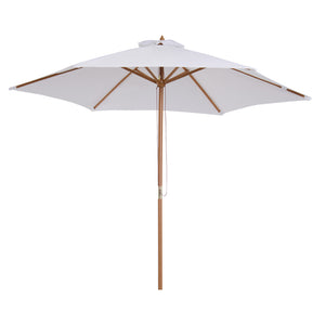 Parasol de terrasse  9' x 8' H, avec cadre en bois dur, parasol de plage extérieur, blanc