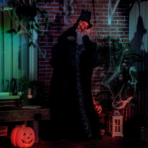 Faucheur marié animé d’Halloween de 74 po avec yeux DEL, sons et mouvements – Noir