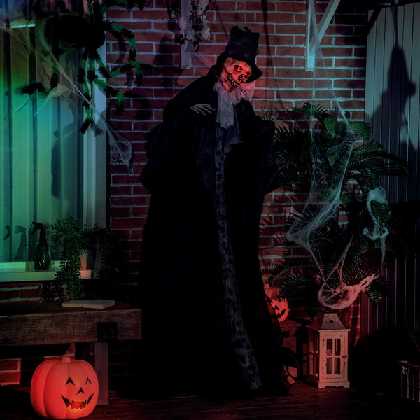 Faucheur marié animé d’Halloween de 74 po avec yeux DEL, sons et mouvements – Noir