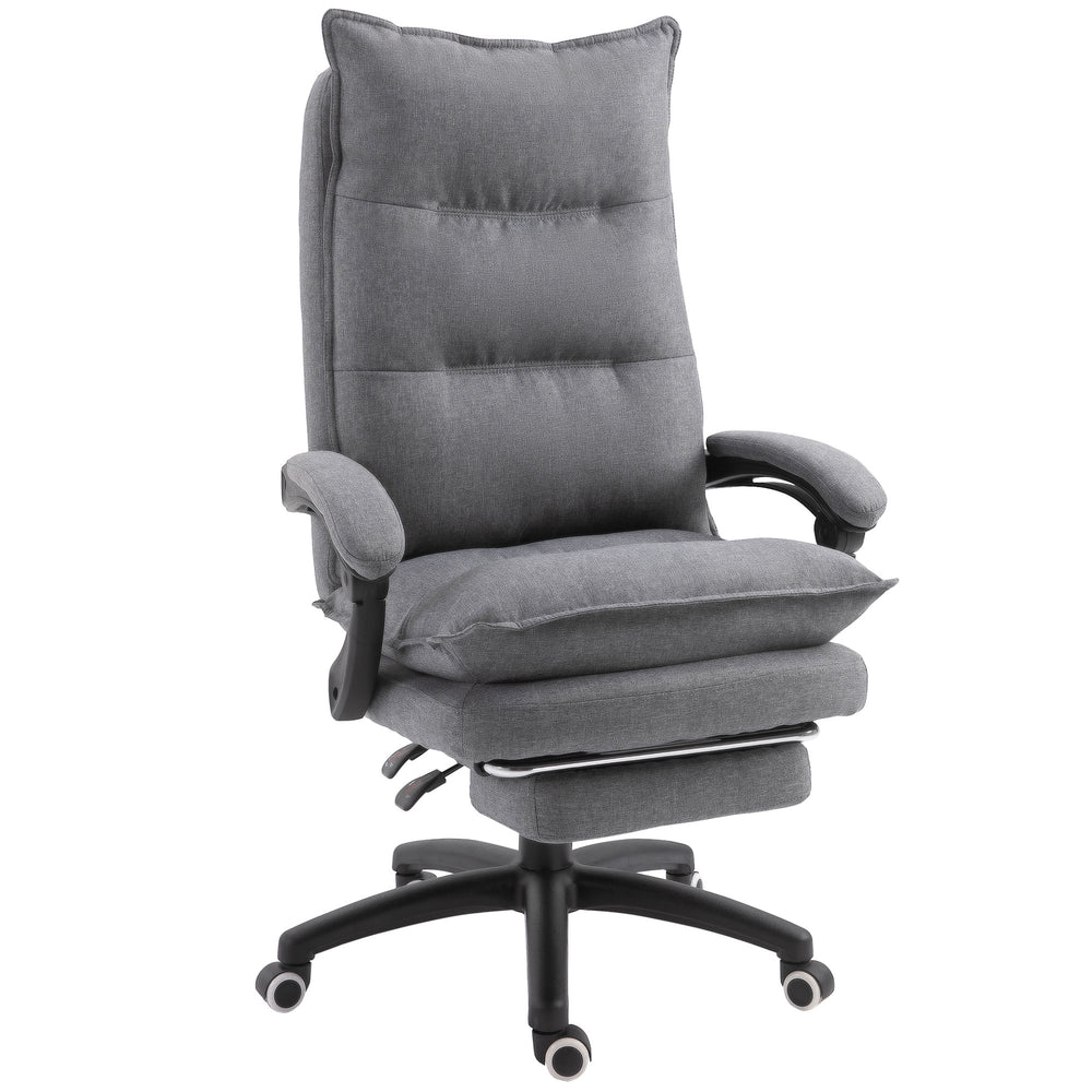 Fauteuil de bureau inclinable et réglable en hauteur avec repose-pieds rétractable, gris