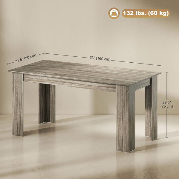 Kitchen table for 4 to 6 people, wood effect, grey 