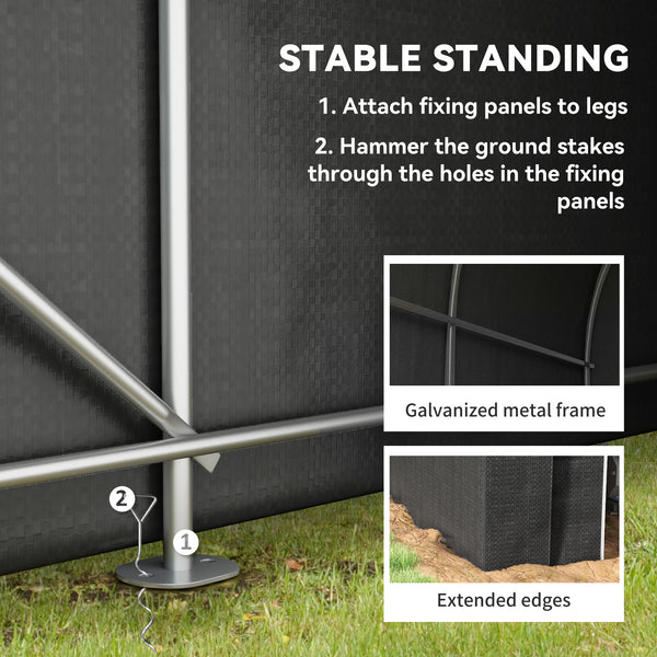 Abri de moto 5 x 8 robuste et portable en acier galvanisé, noir