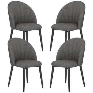 Lot de 4 chaises de salle à manger modernes rembourrées avec pieds en métal, gris foncé