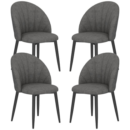 Lot de 4 chaises de salle à manger modernes rembourrées avec pieds en métal, gris foncé
