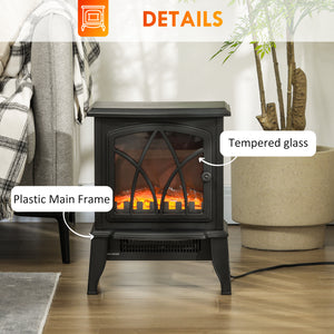 Poêle-cheminée électrique noire de 750 W/1 500 W